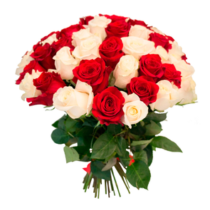 Букет 55 красных и белых роз